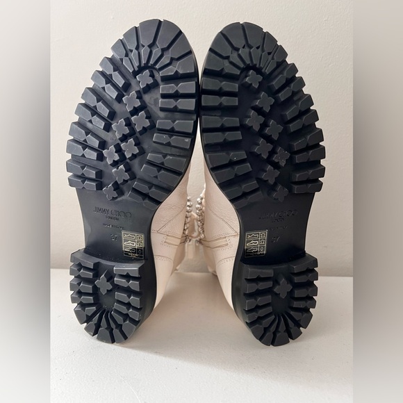 Worn Once Jimmy Choo Calf Skin Crystal Embellished Cruz Combat Boots White Sz 37 - Picture 11 of 12